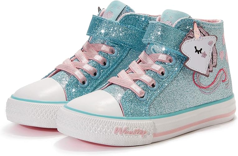 Weestep Girls Toddler/Little Kid Glitter Unicorn Bow Sneaker Shoe