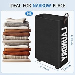 HomeHacks Rolling Slim Laundry Hamper Collapsible