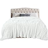 TOONOW Extra Soft Fuzzy Faux Fur Blanket Queen Size 78"x90", Reversible Lightweight Decorative Blankets and Throws Super Soft Cozy Microfiber Fleece Fuzzy Blankets for Couch Bed, Pure White