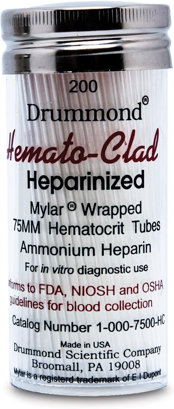 Glass 75mm Hematocrit Tubes with NH4 Heparin