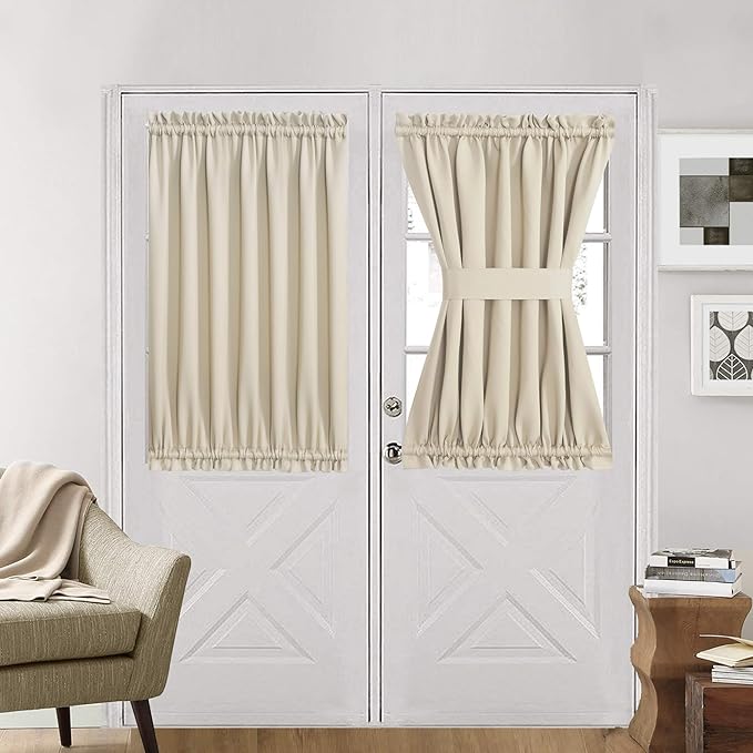 Aquazolax Blackout French Door Curtain Side Panels for