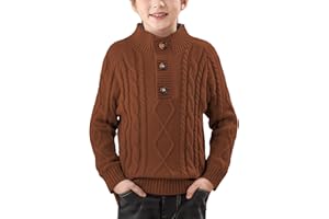 BesserBay Boys Winter Warm Cable Knit Button Down Sweaters Raglan Sleeve Mock Neck Cute Pullover 3-12 Years