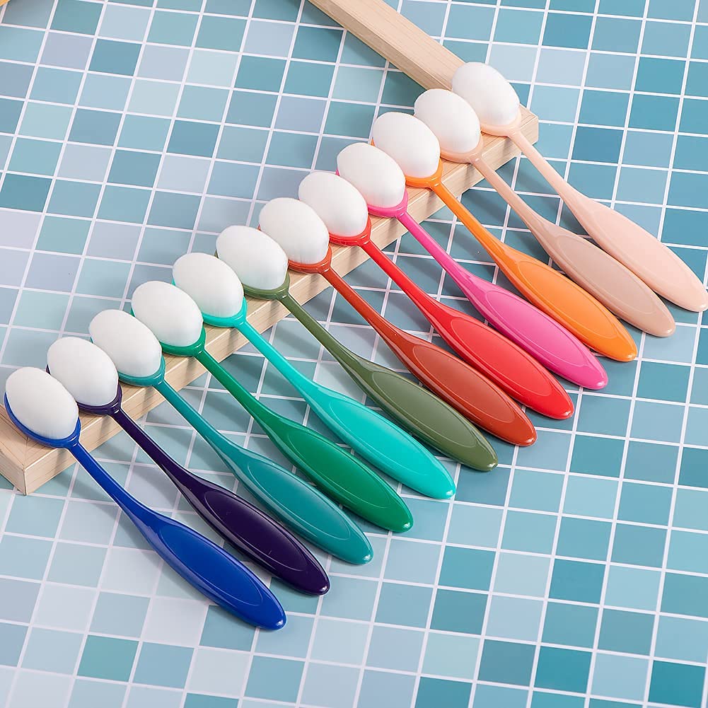 Yoseng 12 Pack Colored Ink Blending Brushes,Ink Blending Tool for Card Making,Craft Broad Application Assortment Paper Crafter Color Code Handle (Brush Head Size 0.85 Inches)