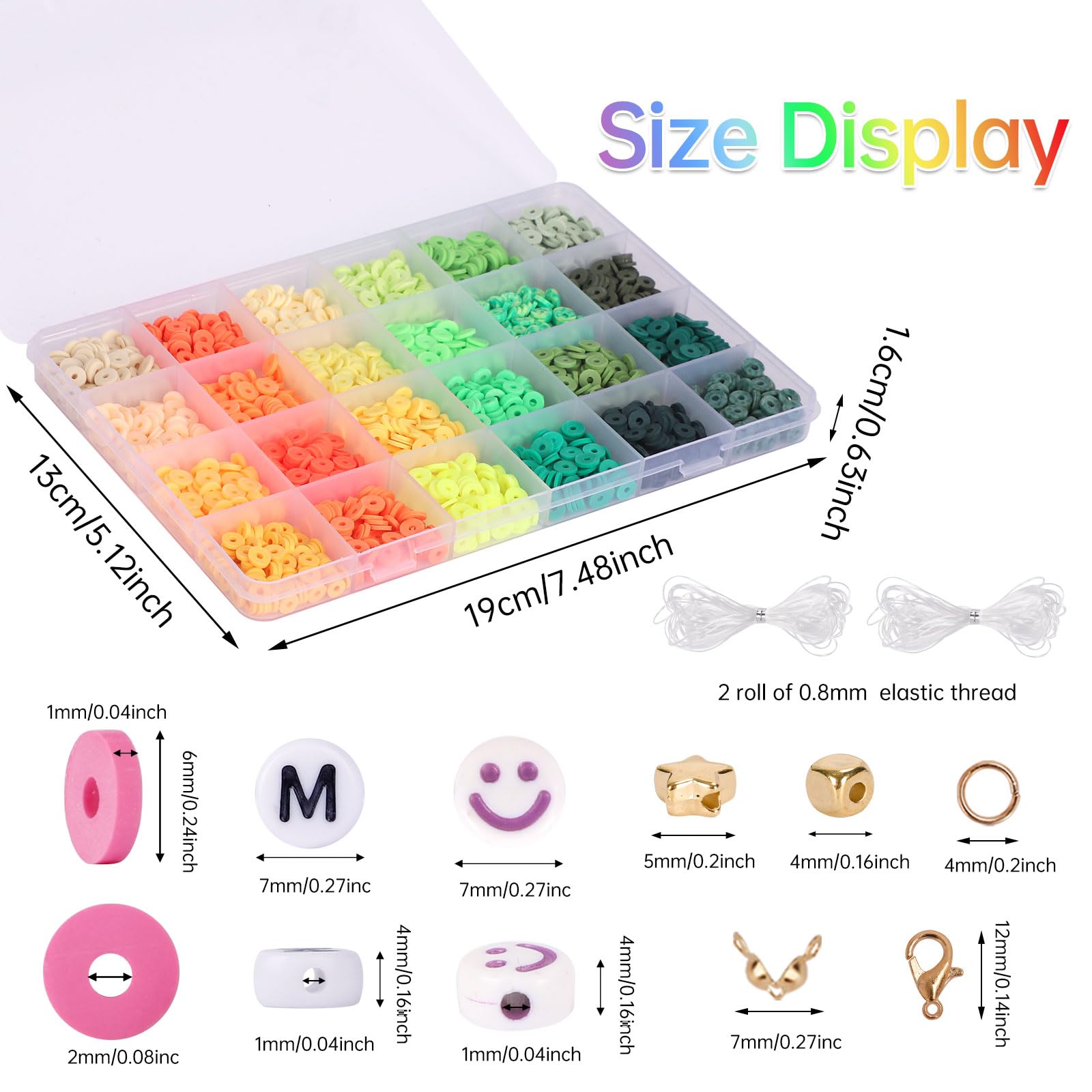 QUEFE 9600pcs Clay Beads for Bracelet Making Kit, 96 Colors Polymer Heishi Beads with Letter Beads Preppy Beads for Jewelry Necklace Making, Craft Gifts