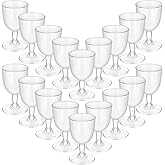 Didaey 48 Pcs Disposable Plastic Wine Glasses 6 oz Party Wine Cups Hard Plastic Drinking Glasses with Stem Stackable Stemmed Goblets for Champagne Dessert Wedding Home Toasting(Clear)