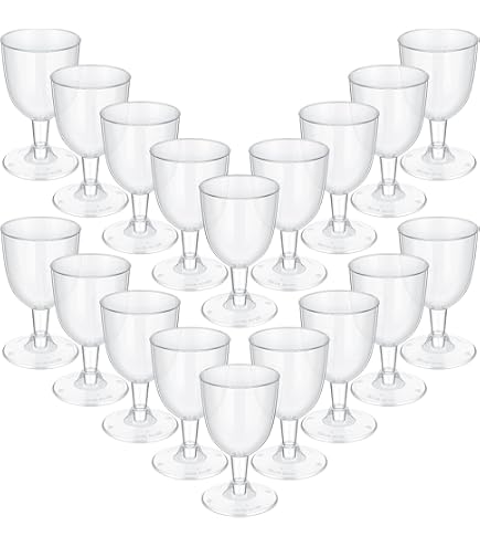 Auch 16 Pack Clear Plastic Wine Glasses, Hard Disposable Plastic Drink