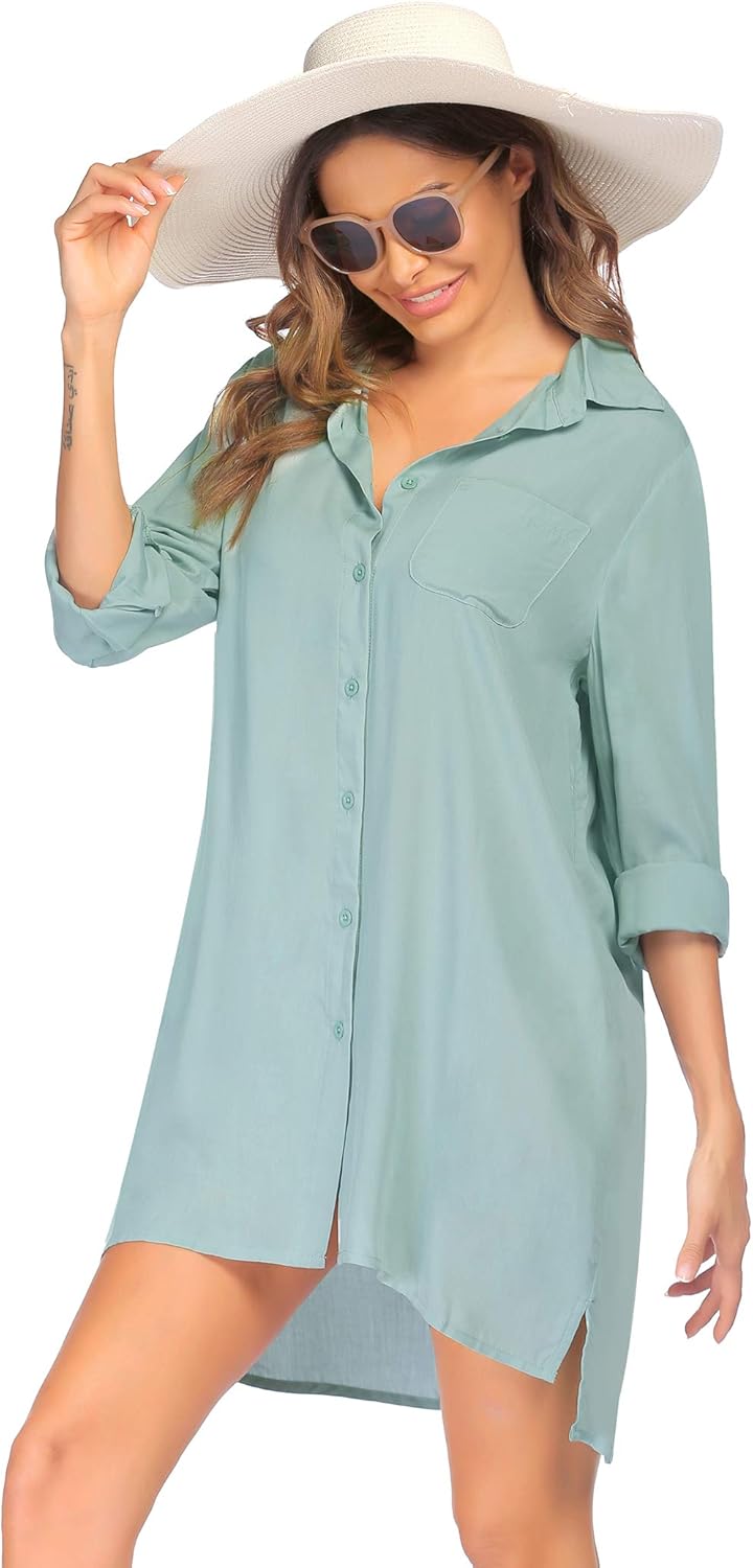 Ekouaer Beach Coverups for Women Outfit for Summer Long Sleeve Swim