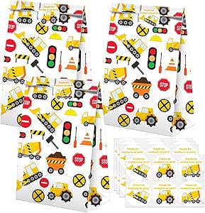 Construction Party Favors Candy Bags with Stickers - Construction ...