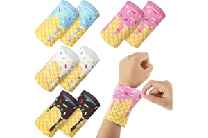 Cutecrop 4 Pairs Baseball Ice Cream Themed Drip Wristbands Sports Cooling Non Slip Wristbands Gift for Sport Athletes Football Basketball Running Gym Party Favors Suitable for Men Women (Classic)