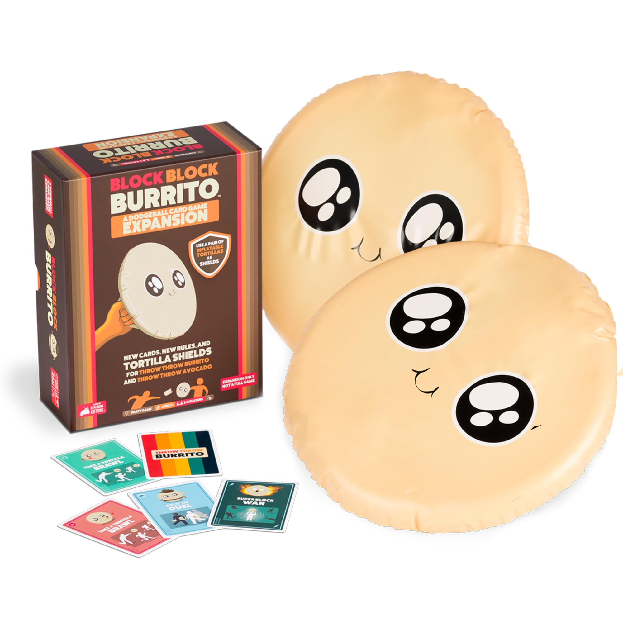 Exploding Kittens - Presents Block Block Burrito - Expansion to Throw Throw Burrito & Throw Throw Avocado - Card Games for Adults, Kids & Teens, A Dodgeball Card Game Expansion - Ages 7 and Up