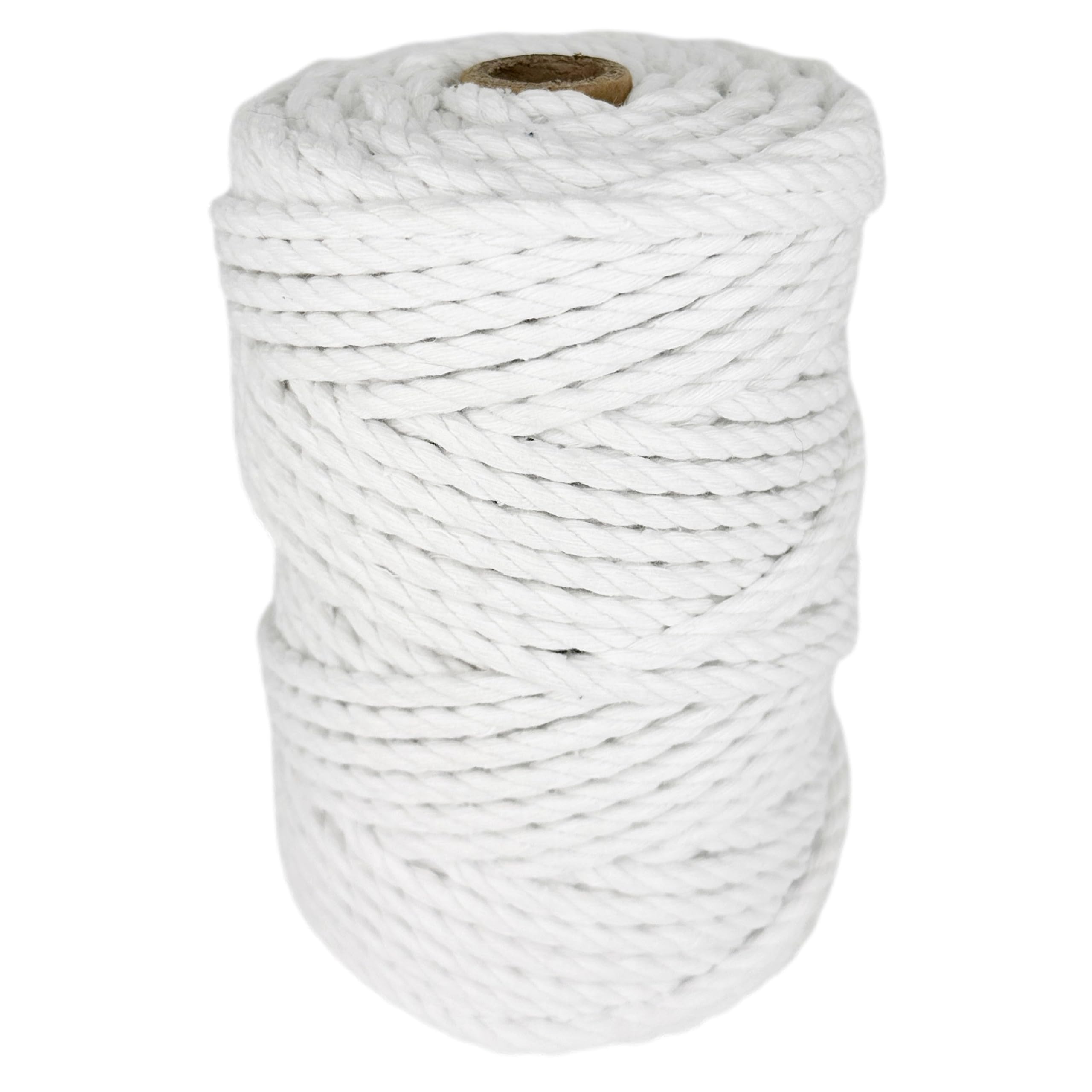 Macrame Cord. 100% Natural Cotton Rope for Crafts, Toys, Decorations, Packaging, Gardening. 6MM * 45M. White.