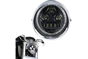 LUXEMOTO Headlight with Halo Ring DRL for V-Rod, LED Projection Front Light Head Lamp with High/Low Beam Daytime Running Ligh
