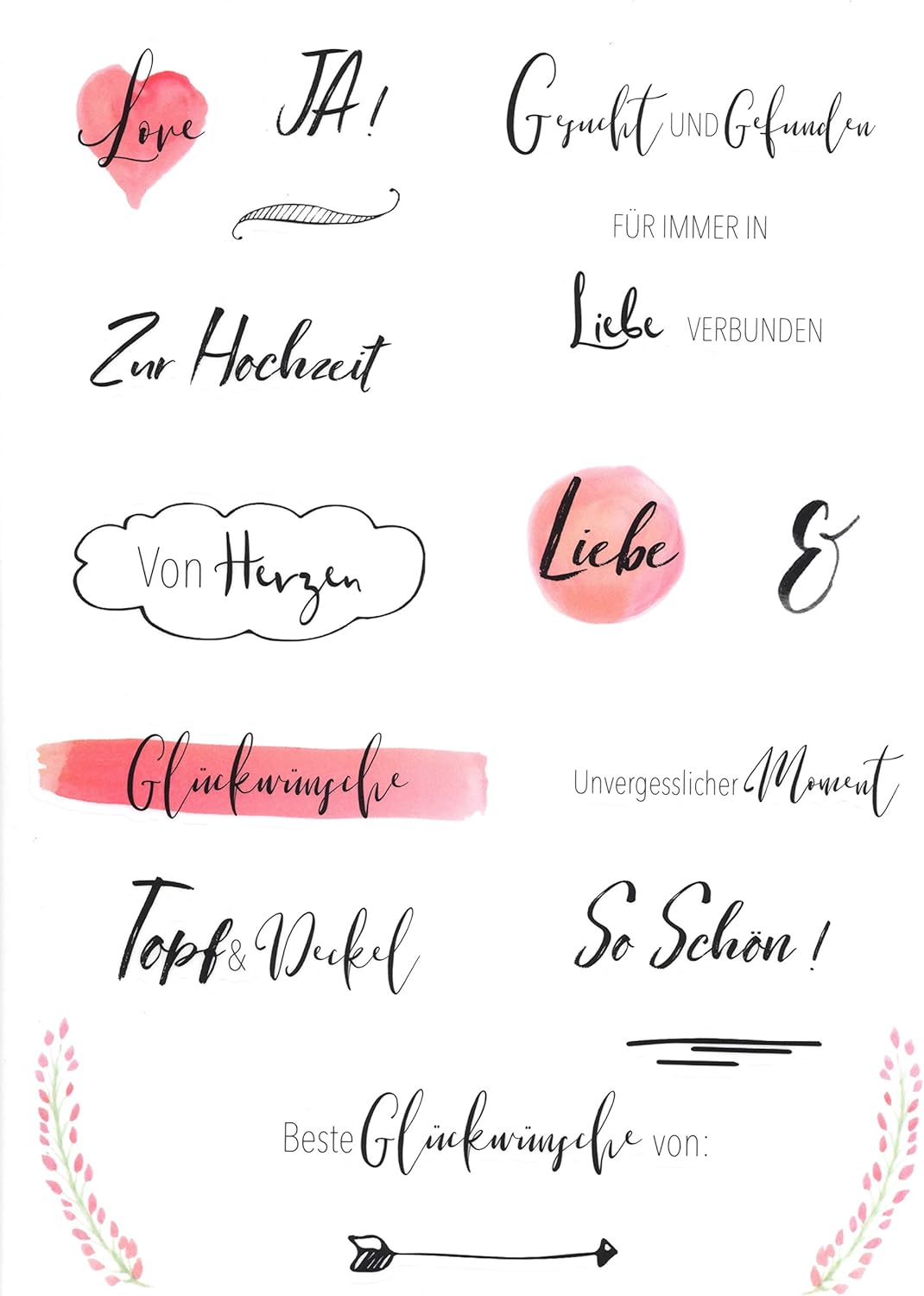 Gastebuch Hochzeit Sticker Inspirationsheft Mit Spruchen Und Zitaten Schones Handlettering Watercolor Design