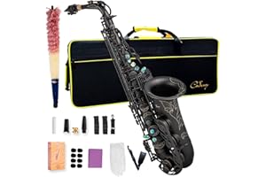 Cadway Alto Saxophone Eb beginner Saxophone includes brush canvas suitcase glove whistle piece cork plaster wipe cloth neck strap and other accessories (Black nickel scrub)