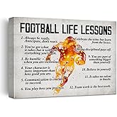 Football Poster Canvas Wall Art for Home Decor, Inspirational Footballs Life Lessons Canvas Print Painting Ready to Hang, Footballs Gifts for Men Football Players, 12x15 Inch