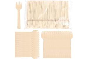1000 Pcs Mini Wooden Sporks Bulk 4 Inch Disposable Wood Spoon Forks 2 in 1 Utensils, Mini Wooden Sporks for Party, Picnic, Ba