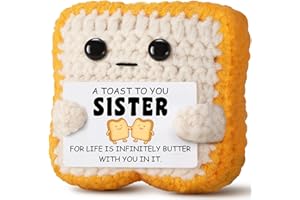 OVRRCAME Funny Sister Gift Handmade Crochet Toast Plush with Pun Card, Cute Birthday Gifts for Sister, Women, Appreciation Present, Thanksgiving, Christmas Stocking Stuffers from Brother, Sister, Bestie friend