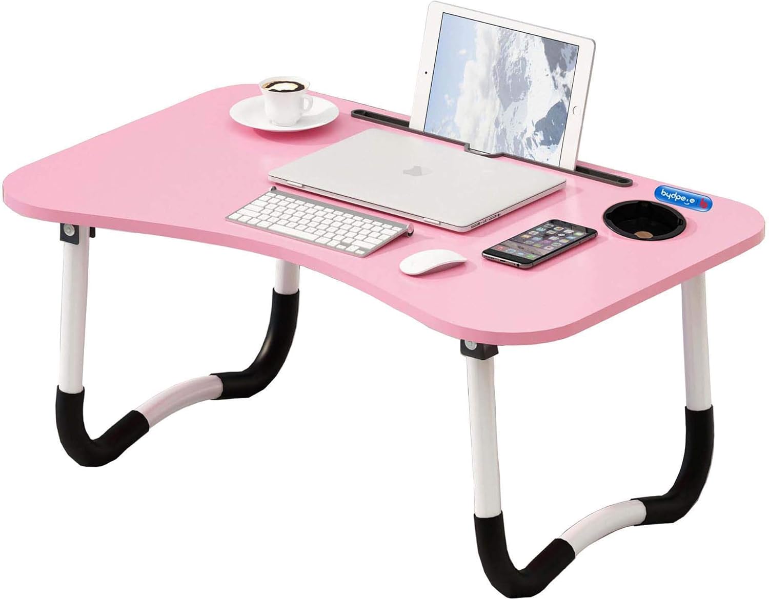 BYDPETE Pink Folding Laptop Table Bed Tray Lap Desk Notebook Stand with