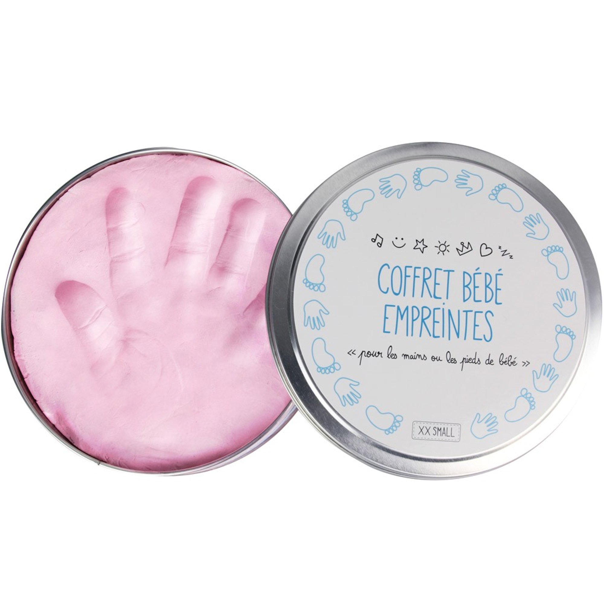 La Chaise Longue Baby Hand Foot Print Clay Casting Metal Box Set Rose