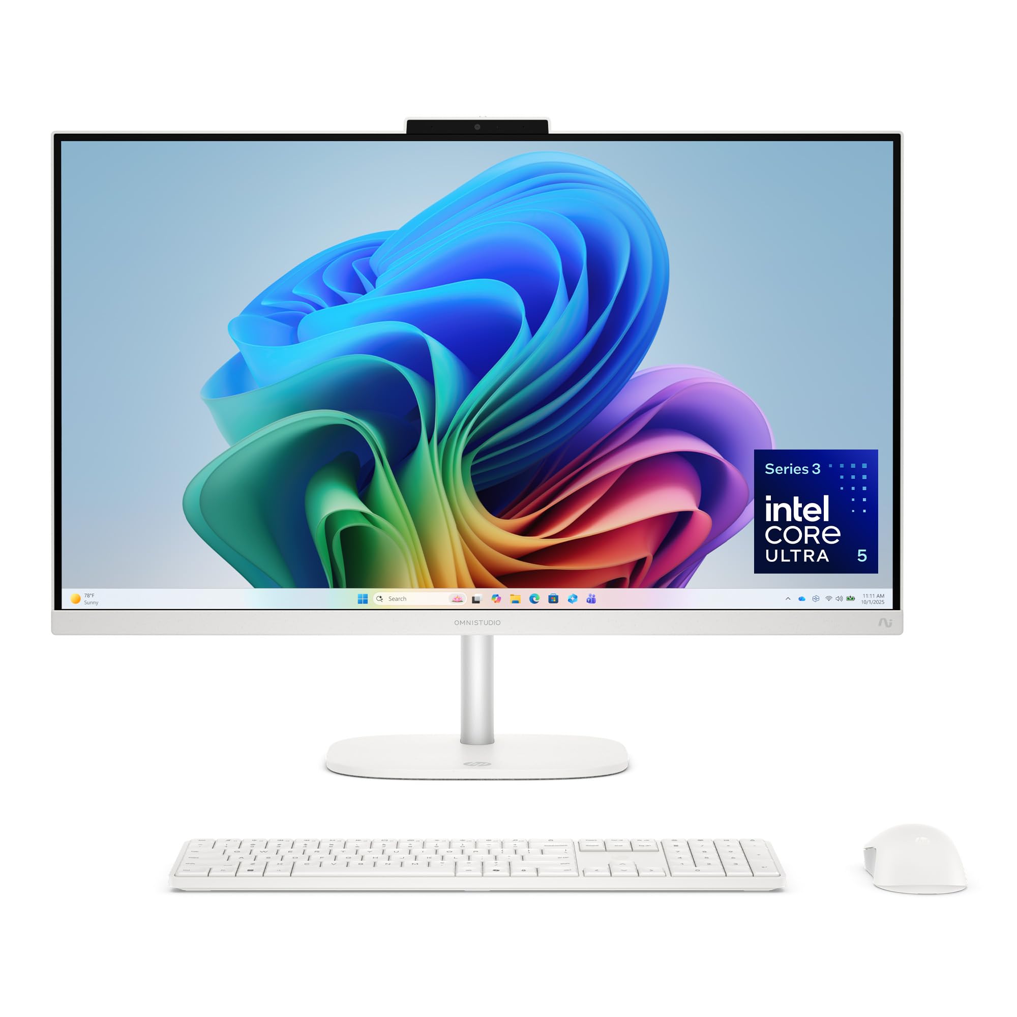 HP OmniStudio 27 inch All-in-One Desktop Next Gen AI PC, QHD Display, Intel Core Ultra 5 322, 16 GB RAM, 1 TB SSD, Intel Graphics, Windows 11 Home, Cotton White, 27-cy0650 (2026)