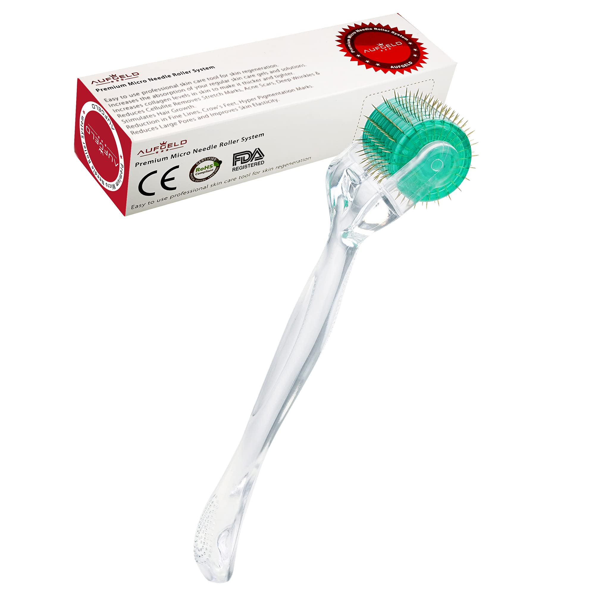 Aufgeld AG192 Titanium Diamond Shaped 192 Individual Microneedle 0.2mm Derma Roller Skin Care for Face Facial Wrinkles Hair Loss Regrowth Stretch Marks Micro Needles Microneedling Needling Kit