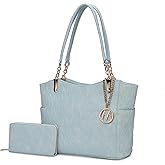 MKF Shoulder Bag for Women & Wallet Purse Set: PU Leather Tote Handbag – Top-Handle Stylish Satchel Pocketbook