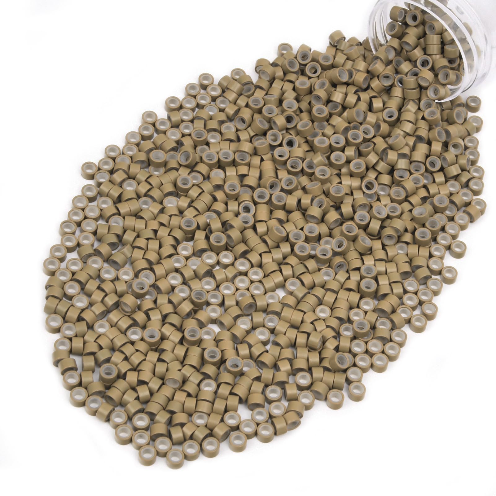 Vlasy 1000 Pcs Silicone Micro Rings for I Tip Hair Extensions 5mm Micro Nano Beads Micro Links Hair Beads (Light Brown)