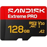 SANDISK 128GB Extreme PRO microSD + Adapter, Up to 250MB/s Read Speeds | UHS-I, V30, 5K, 4K UHD, U3, C10, A2, Ideal for Actio