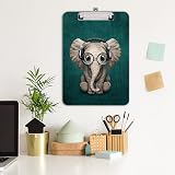 Hnogri A4 Clipboard Plastic Clip Board Low-Profile Elephant Design view 4