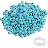 PATIKIL 4mm Blue Turquoise Beads, 200 Pcs Round Natural Gemstone Beads Smooth Stone Beads Turquoise Genuine Stone Beads for Bracelet Necklace Jewelry Making DIY