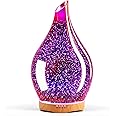 Porseme 280ml Essential Oil Diffuser, 3D Glass Aromatherapy Diffusor, Ultrasonic Cool Mist BPA Free Aroma Humidifier with Timer and Color Changing Function, Waterless Shut-Off for Home Office Room