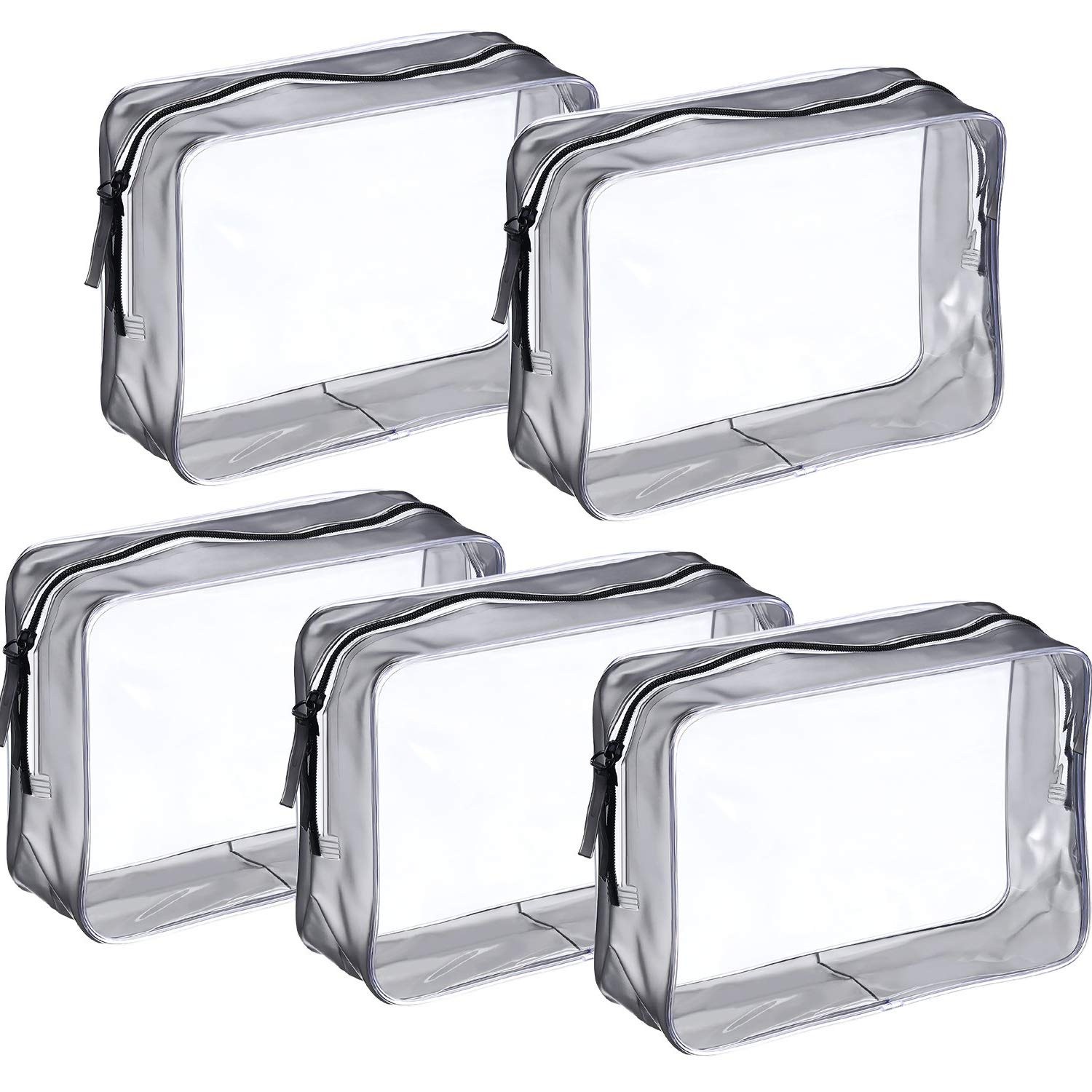 Clear Cosmetic Bag,Toiletry Carry 5 Pieces PVC Waterproof Toiletry Organizer Case with Zippers for Men and Women Travel Business Vacation Bathroom Organizing