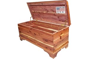 DutchCrafters Cedar Wood Blanket Storage for Living Room, Fully Lined Hope Chest, Bedroom Bench, Lockable Storage Box, Locking Chest with Handles and Waterfall Edge - Amish Made in USA (41" Medium)