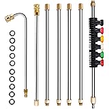 Biswing Pressure Washer Extension Wand Set with 6 Nozzle Tips, 8.5 ft Replacement Lance with Gutter Cleaner Attachment, Teles