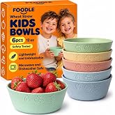 FOODLE Wheat Straw Kids Bowls - Microwave and Dishwasher Safe Toddler Bowls | 12 oz, Set of 6, BPA-Free &amp; Non-Toxic, Unbreakable, Easy to Clean &amp; Lightweight, Ideal for Baby Food, Snacks, Fruit &amp; Cereal