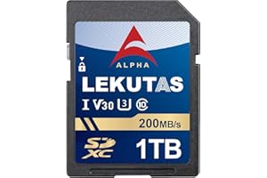 LEKUTAS 1T(999GB) SDXC UHS-I Memory Card - Up to 200MB/s Read Speed, C10, U3, V30, 4K UHD, Full-HD & 4K Video SD Card for Can