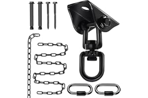 SK CHUMRA Premium Hammock Hanging Kit -1600lbs Capacity, 60" Chain & 360° Hooks, Permanent Color - Ideal for Ceilings, Chandeliers, Acrylic Bubble Chairs & Durable for Indoor/Outdoor Use (Black)