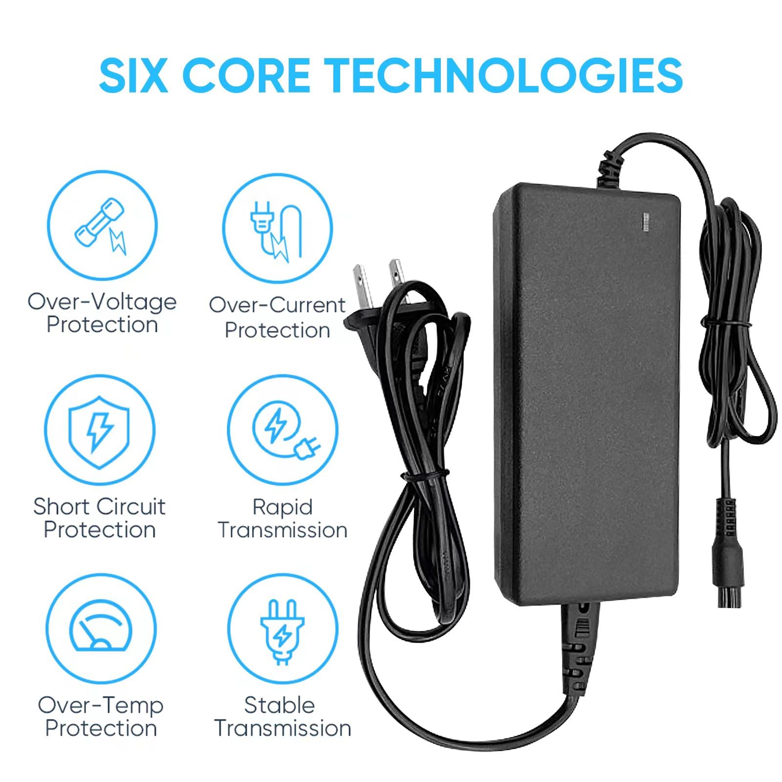 42V 2A Battery Charger 3 Prong Inline Connector Universal Power Supply for 36V Lithium Battery, 36V Pocket Mod, 36Volts Sports Mod Power Supply
