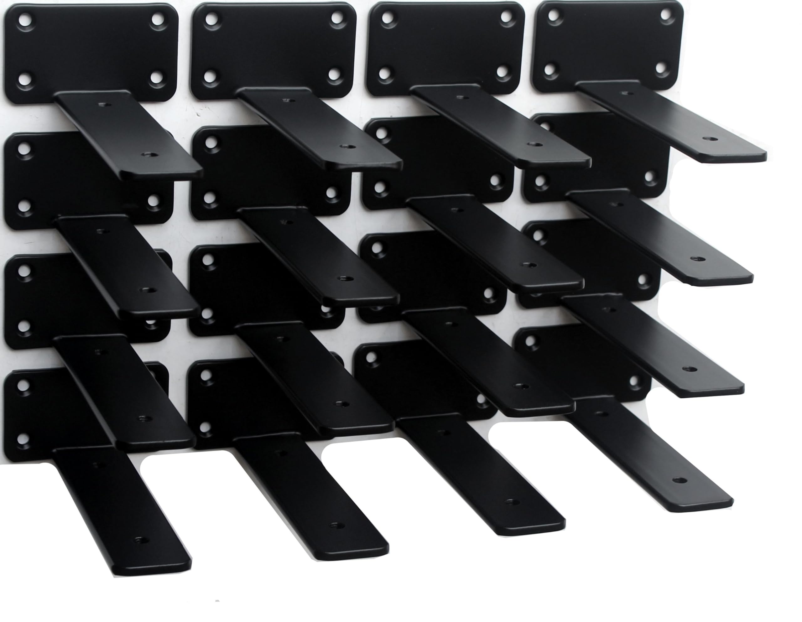 Photo 1 of 16 Pack - 6 inch Black Hidden L Shelf Bracket (1/5 Inch Thicked) Iron Floating Shelf Brackets Rustic Industrial Metal Brackets for Shelf Support