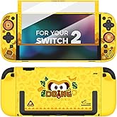 IINE Dockable Protective Case for Switch 2, Hard Shell Case Cover Compatible for SN2, Switch 2 Case Protector with Joypad Grip Covers and 2 Joystick Caps (Protective Case with Screen Protector)