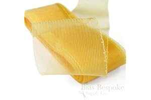 BIAS BESPOKE 25 Yards of Soft Horsehair Braid with Gathering Thread 4" Wide, Golden Yellow