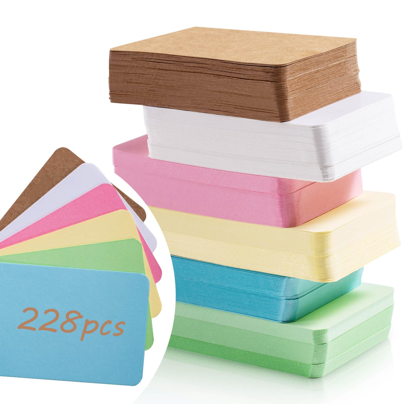 Photo 1 of Primbeeks 228pcs Premium Blank Business Cards, 6 Colors 3.5" x 2.2" Small Kraft Cardstock Cards, Small Note Plain Business Message Card Kraft Note Paper Tags