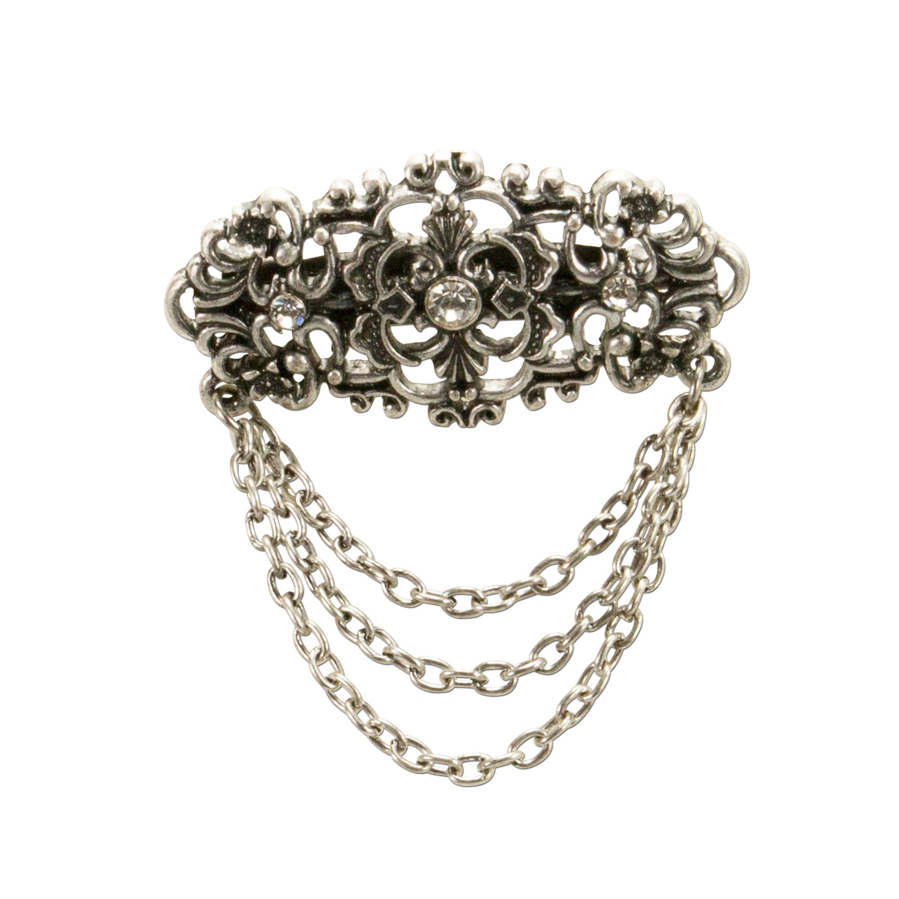 Blouse brooch, costume brooch, rhinestone women's brooch for costume, pin for costume blouse and dirndl, blouse brooch for Oktoberfest (antique silver colours)
