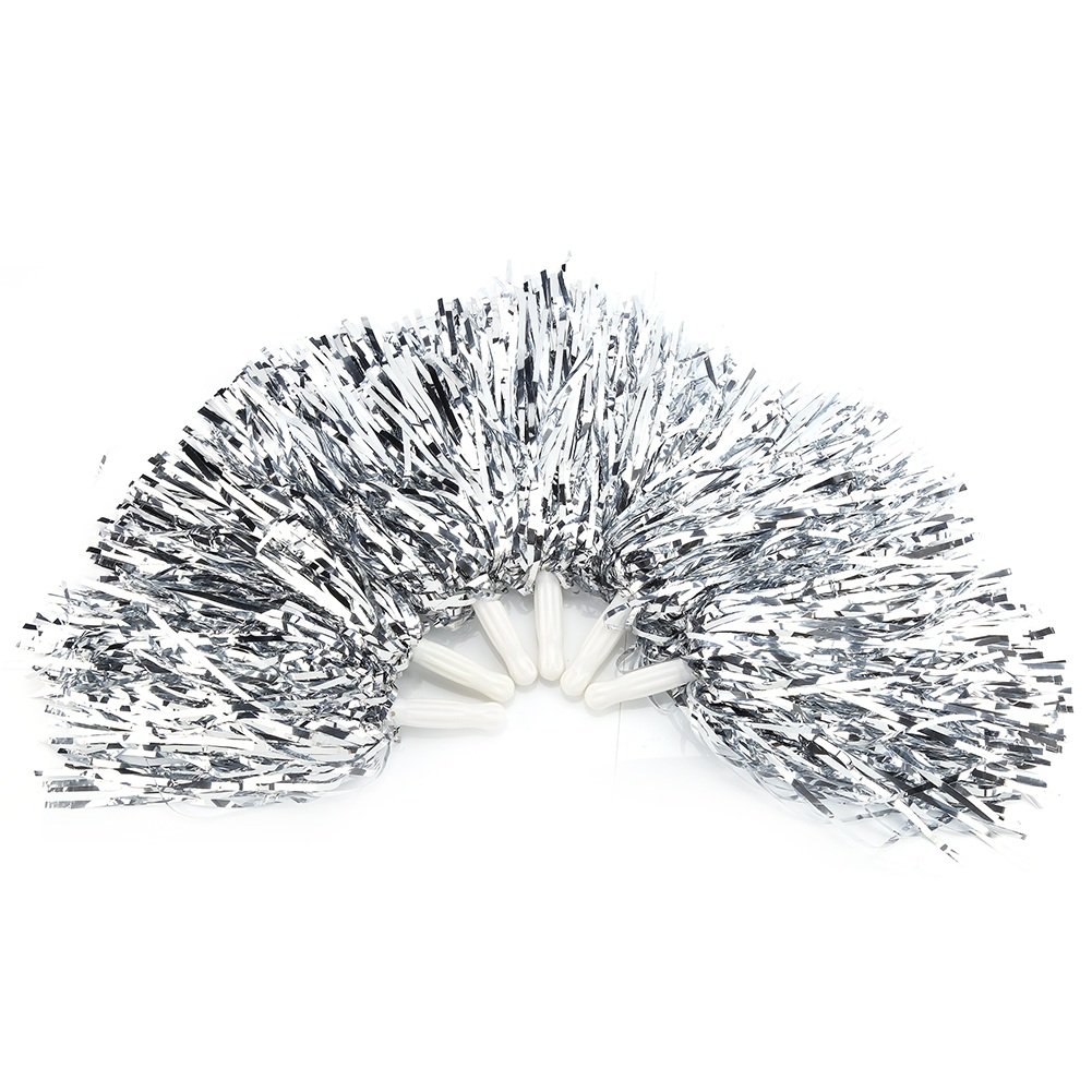6Pcs Cheerleading Pom Poms Cheerleader Sports Party Dance Accessory Hand Flowers Pompoms Cheers -7 Colors to Choose (Color : Silver) Silver Pom Poms Pom Poms Silver Pom Poms Pom Poms Cheerleading