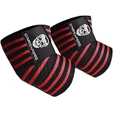 Gymreapers Weightlifting Elbow Wraps (1 Pair) - Flexible 40'' Elbow Compression Strap &amp; Joint Support Brace - for Bench Press, Powerlifting, and Pressing