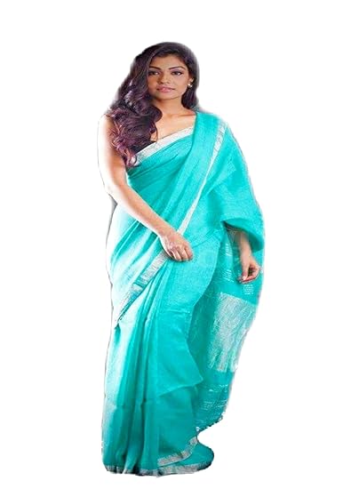 Govind Handloom Womens Bhagalpuri Linen Saree (5_Green)