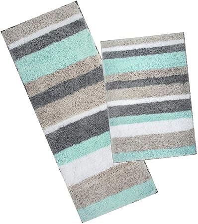 Pauwer Tapis De Toilette En Microfibre Pour Tapis De Salle De Bains 2 Pièces Tapis De Bain Absorbants Antidérapants Tapis De Bain Extra Longs Lavables