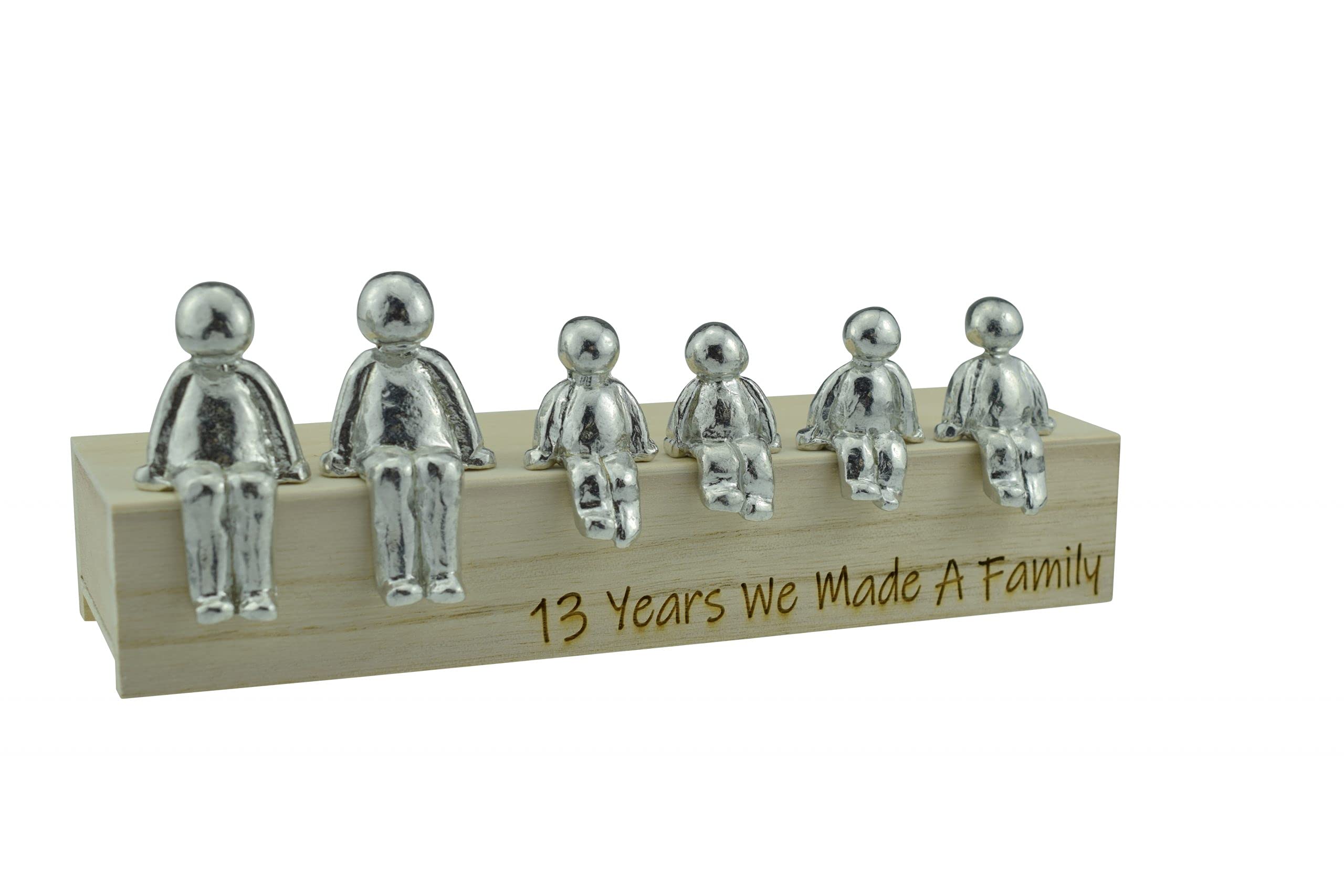 Pirantin 13th Anniversary Idea - 13 Years We Made A Family Metal Ornament - Choose Your Family Combination Box & Woodgrain May Vary(4 Children)