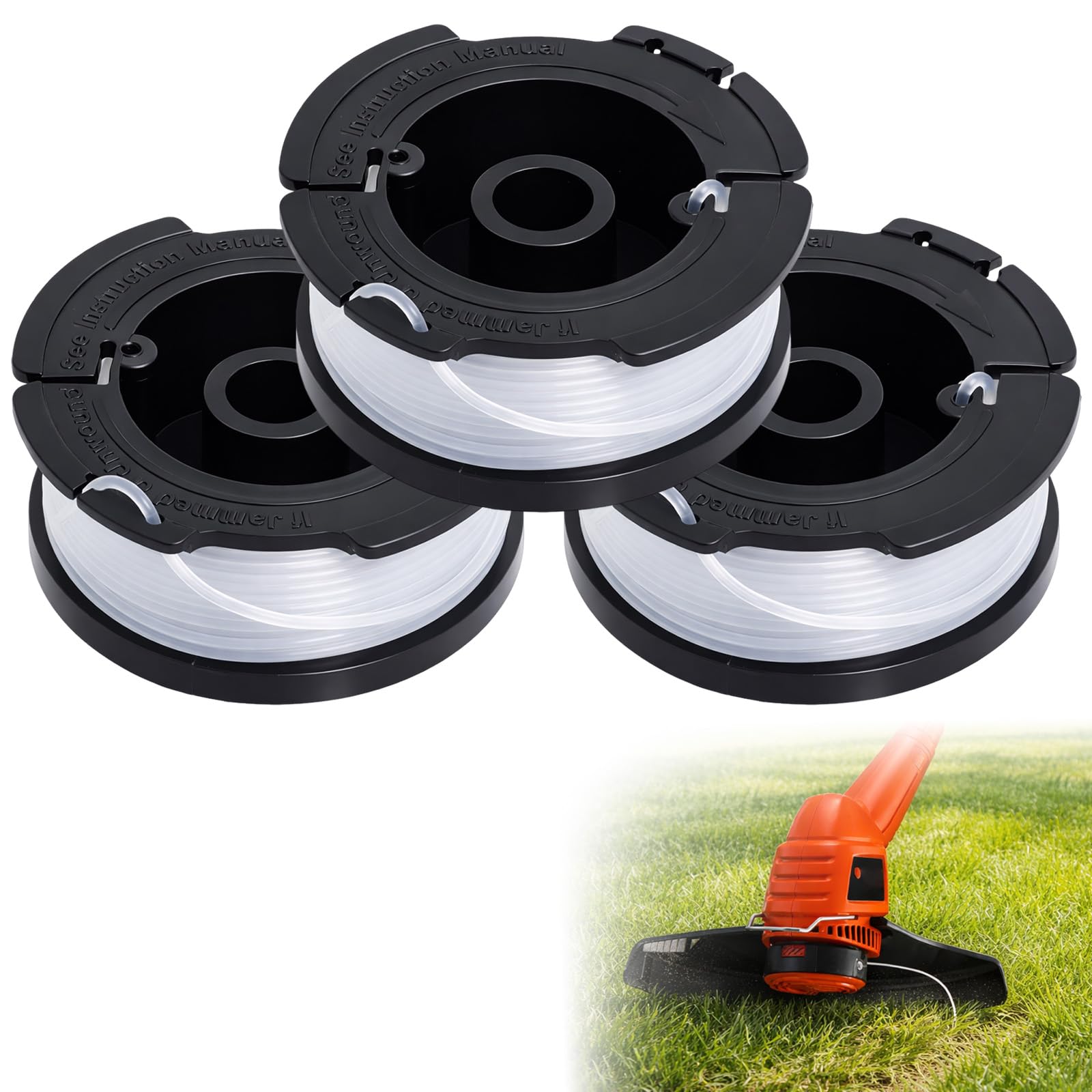 A6481 A6485 Spool Line Compatible with Black Decker Reflex Strimmer ST5530-GB GLC3630L20-GB STC1820PC-GB BESTA530-GB BESTA525-GB by Poweka - Pack of 3