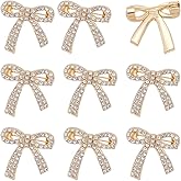 PH PandaHall 10pcs Crystal Bow Brooch Pin Rhinestone Bow Brooches Sparkly Bowkont Brooches Golden Bowkont Shape Lapel Pin Backs Alloy Rhinestone Brooch for Women Backpack Clothes Wedding Accessories